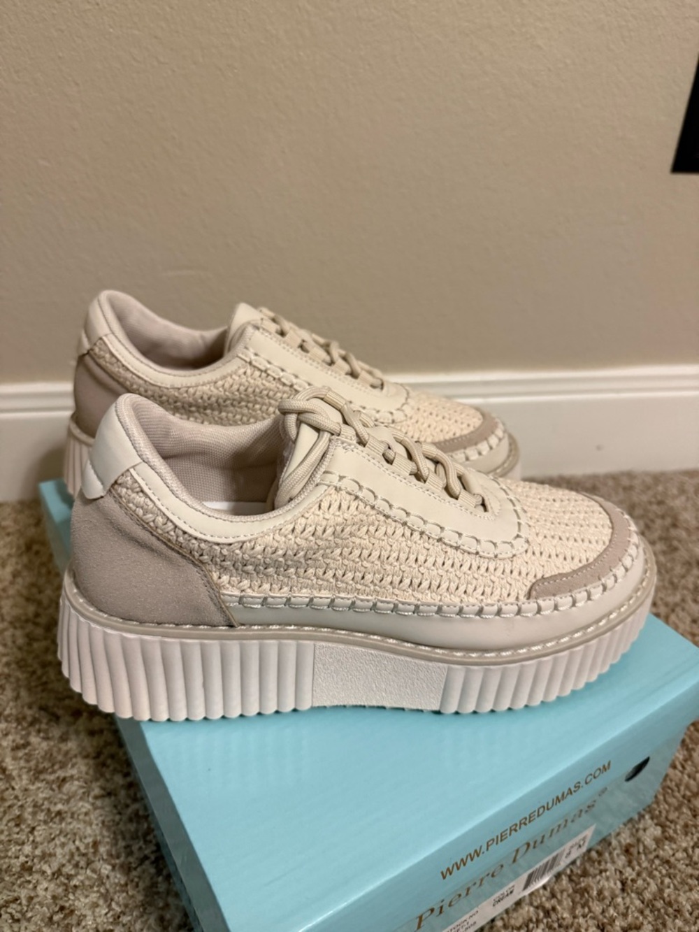Pierre Dumas Cream Women Platform Sneakers - Picture 4 of 5